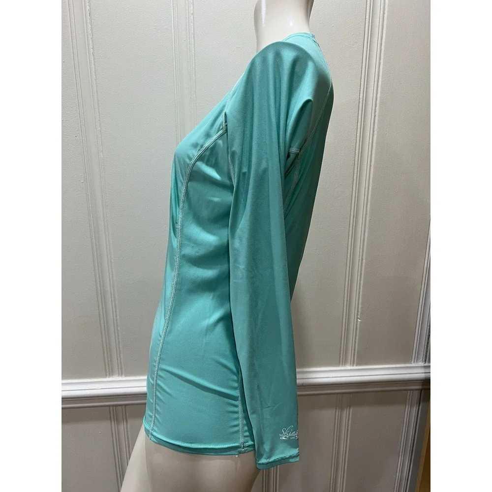 ONeill Skins Rash Guard Shirt Womens L Shirt Green UPF 50+ Long Sleeve Surf